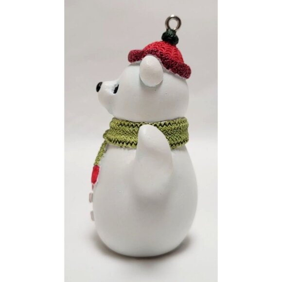 Vintage Hallmark 2002 Hollyday Hill Bear Snow Cub Green Scarf Club Ornament - Picture 2 of 6